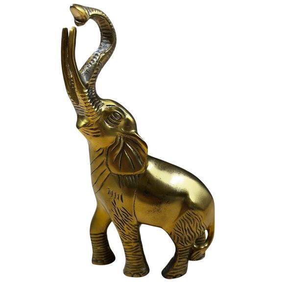 Vintage Brass Elephant Trunk Up For Luck Decorative Paperweight Good Condition - Picture 1 of 7